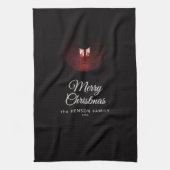 Old Lantern Light Frohe Weihnachtsskriptfamilie Geschirrtuch (Vertikal)
