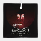 Old Lantern Light Frohe Weihnachtsskriptfamilie Ornament Aus Glas (Rückseite)