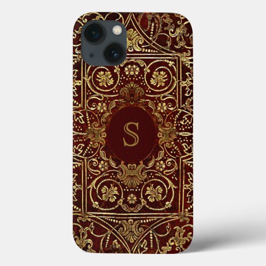 Old Leather Gilded Book Cover Monogram (Rückseite)