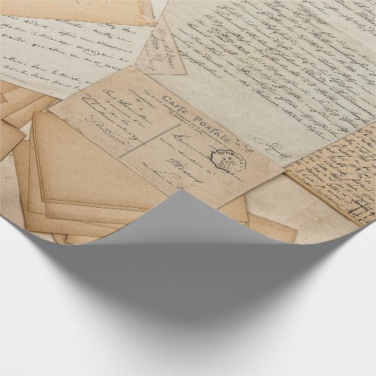 Old Letters, Handwritings, Post-Cards, Geschenkpapier (Ecke)