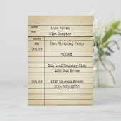 Old Library Card 51. Geburtstagsparty Einladung (Stehend Vorderseite)