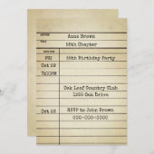 Old Library Card 55. Geburtstagsparty Einladung (Vorne/Hinten)