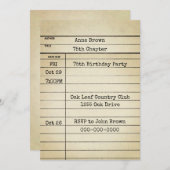 Old Library Card 75. Geburtstagsparty Einladung (Vorne/Hinten)