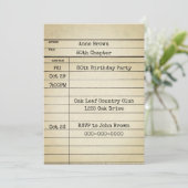 Old Library Card 80. Geburtstagsparty Einladung (Stehend Vorderseite)