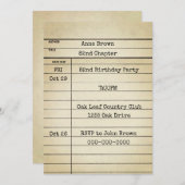 Old Library Card 82. Geburtstagsparty Einladung (Vorne/Hinten)