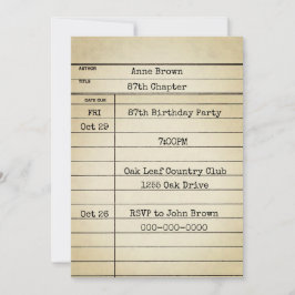Old Library Card 87. Geburtstagsparty Einladung