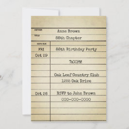 Old Library Card 88. Geburtstagsparty Einladung
