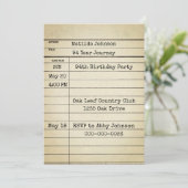 Old Library Card 94th Birthday Party Einladung (Stehend Vorderseite)