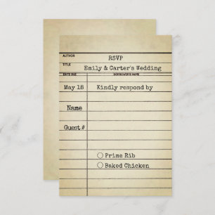 Old Library Card Wedding RSVP