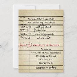 Old Library Card Wedding Vow Erneuerung Einladung