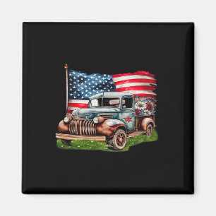 Old Lieferwagen LKW American Flag 4. Juli Patriot Magnet