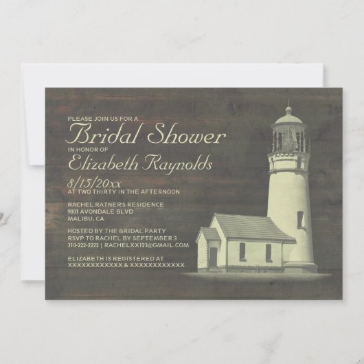 Old Lighthouse Bridal Dusche Einladungen (Vorderseite)