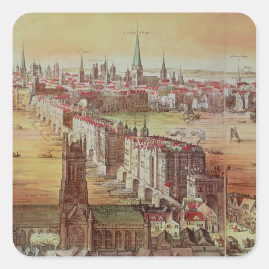 Old London Bridge Quadratischer Aufkleber (Vorderseite)