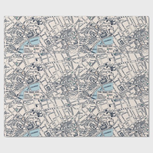 Old London Map of West End Geschenkpapier (Flach)