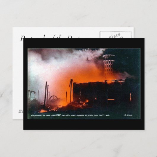 Old London Postcard - Crystal Palace Fire 1936 Postkarte (Vorne/Hinten)