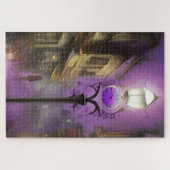 Old London Street mit Clock Lamp in Lila Puzzle (Horizontal)