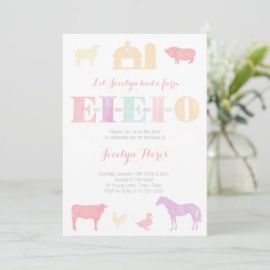 Old MacDonald Birthday Party Einladungen, EIO Einladung (Stehend Vorderseite)