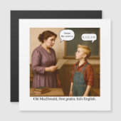 Old MacDonald, Erstklässler, fällt durch Englisch. Magneteinladung (Vorne/Hinten)