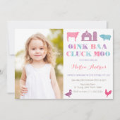 Old MacDonald Farm Animals Party Cards Picture Einladung (Vorderseite)