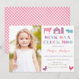 Old MacDonald Farm Animals Party Cards Picture Einladung