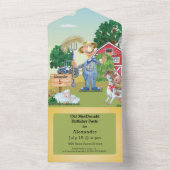 Old MacDonald Farm Kindergeburtstag All In One Einladung (Innen Boden)