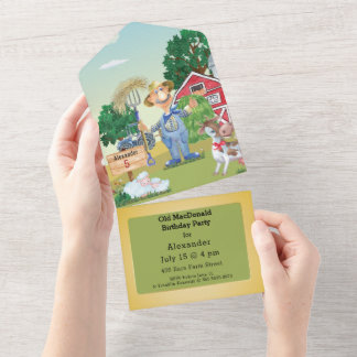 Old MacDonald Farm Kindergeburtstag All In One Einladung
