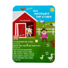 Old MacDonald Had a Farm Kinderreim-Magnet Magnet