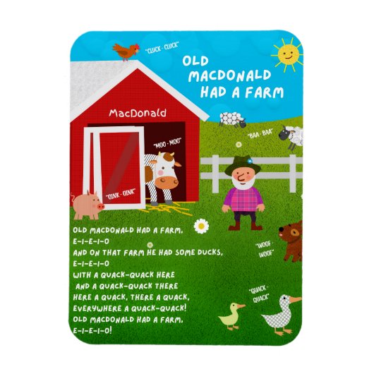 Old MacDonald Had a Farm Kinderreim-Magnet Magnet (Vertikal)