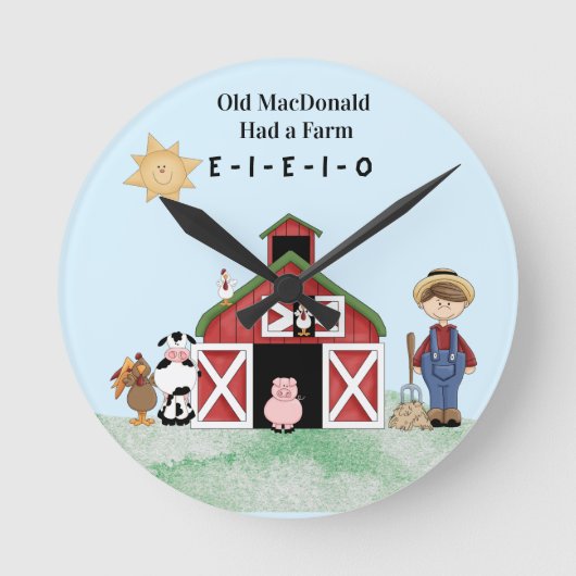 Old MacDonald Had A Farm Runde Wanduhr (Vorderseite)