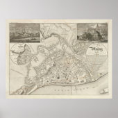 Old Mainz Germany Map (1860) Poster (Vorne)
