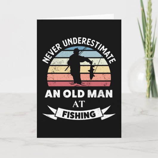 Old Man at Fishing Funny Fisher Gift Vater Karte (Vorderseite)