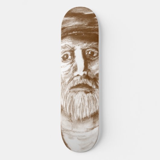 Old Man Brown Charcoal Drawing Skateboard (Vorderseite)