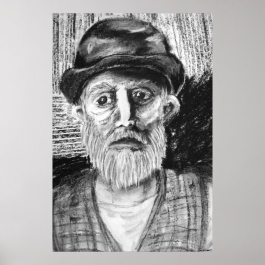 Old Man Charcoal Zeichnend Poster (Vorne)