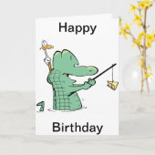 Old Man Croc Birthday Cartoon Karte (Gelbe Blume)