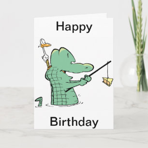 Old Man Croc Birthday Cartoon Karte