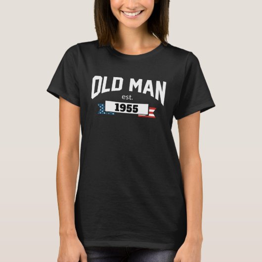 Old Man Est 1955 Patriotic  Fathers Day T-Shirt (Vorderseite)