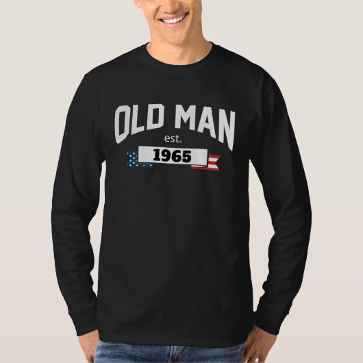 Old Man Est 1965 Patriotic  Fathers Day T-Shirt (Vorderseite)