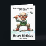 *~* Old Man Golf Swinging AP94 Funny Birthday Card Dankeskarte<br><div class="desc">(Suchcode AP914um ähnliche Objekte zu finden) Einfache Übertragung auf andere Zazzle Produkte. Energetisch von Anna Rosa Alte Senior Man Golfer QUOTE Fore verbessert - behalt einfach zu schwingen! Festgestellter Golfer :) Funny Golf Geburtstagskarte - PERSONALISIEREN SIE CUSTOMIZE vollständig . NAME , SENTIMENT , in MESSAGE und SIGNATIRE ist der gesamte...</div>