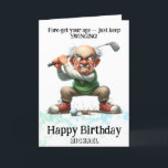 *~* Old Man Golf Swinging AP94 Funny Birthday Card Dankeskarte<br><div class="desc">(Suchcode AP914um ähnliche Objekte zu finden) Einfache Übertragung auf andere Zazzle Produkte. Energetisch von Anna Rosa Alte Senior Man Golfer QUOTE Fore verbessert - behalt einfach zu schwingen! Festgestellter Golfer :) Funny Golf Geburtstagskarte - PERSONALISIEREN SIE CUSTOMIZE vollständig . NAME , SENTIMENT , in MESSAGE und SIGNATIRE ist der gesamte...</div>