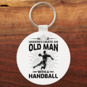 Old Man Handball Player Handballer Vater Opa Schlüsselanhänger (Vorderseite)