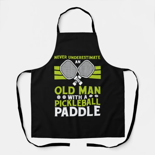 Old Man Pickleball Paddle-Geschenk Schürze (Vorderseite)