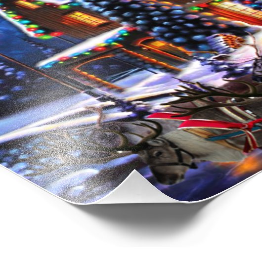 Old Man Santa Claus and Reindeer Fotodruck (Ecke)