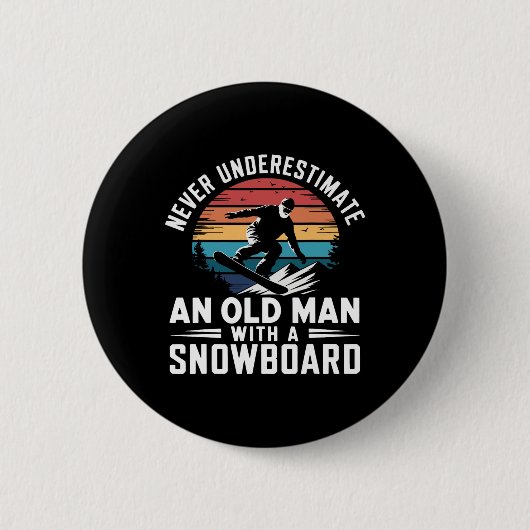 Old Man Snowboarden Lover Spaß Design Funny Snow Button (Vorderseite)
