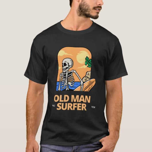 Old Man Surfer Hang 10 T-Shirt (Vorderseite)