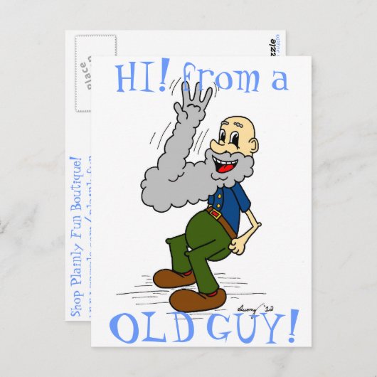 Old Man Wave Bart "HI! from a OLD TYP" Postkarte (Vorne/Hinten)