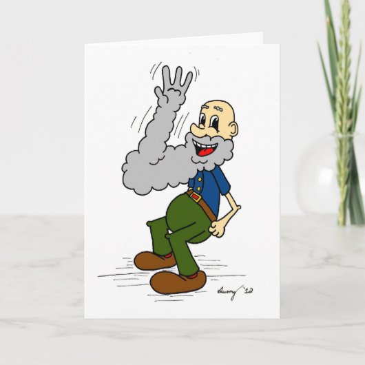 Old Man Waving Beard Greeting Card Karte (Vorderseite)