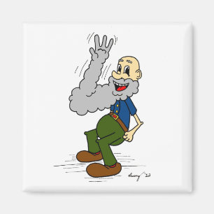 Old Man Waving Beard Magnet