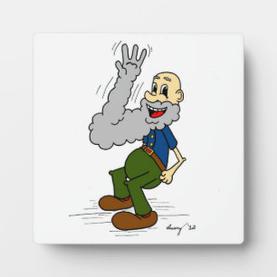 Old Man Waving Beard Plaque Fotoplatte