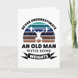 Old Man Weights Funny Gift Vater Karte