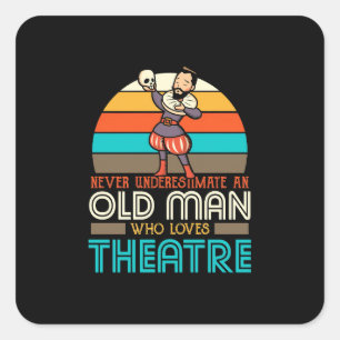 Old Man Who Lieben Theater Quadratischer Aufkleber